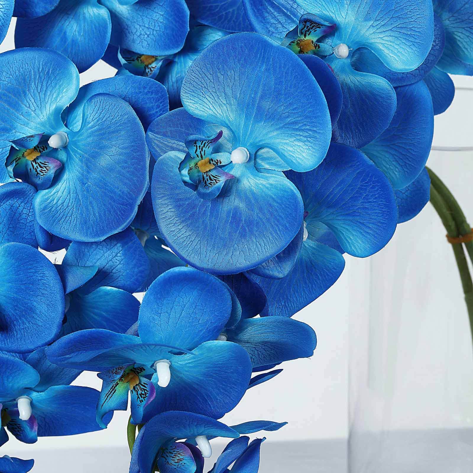 40 Royal Blue Silk Orchids Stem Artificial Orchid Flowers Efavormart 