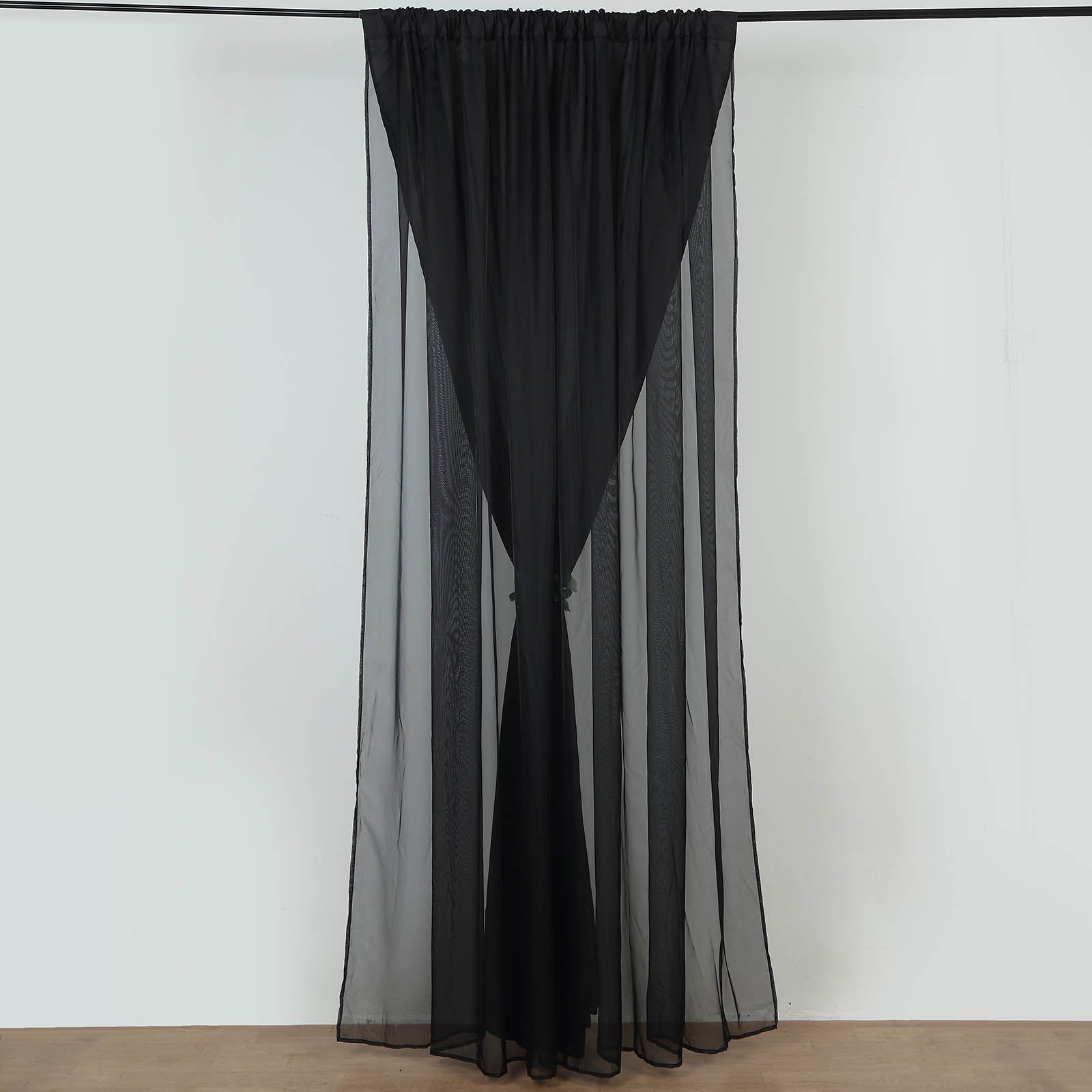 10ft Black Dual Layered Polyester Sheer Chiffon Curtains | eFavorMart