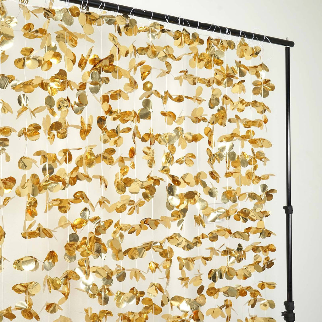 Dazzling Metallic Foil Flower Wedding Backdrop- Gold- 6ftx6ft | eFavormart