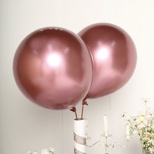 5 Pack | 18inch Metallic Chrome Pink Latex Helium or Air Party Balloons