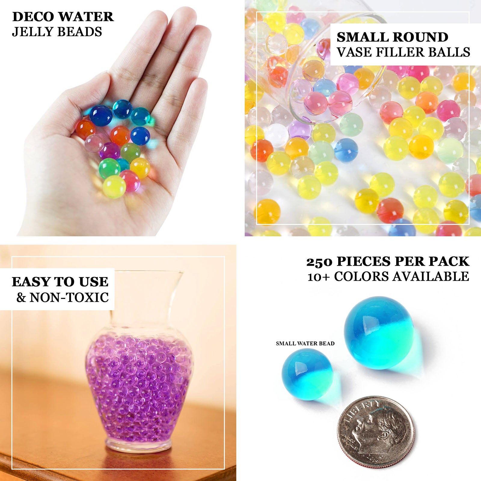 200 to 250 PCS | Black Small Round Deco Water Beads Jelly Vase Filler ...