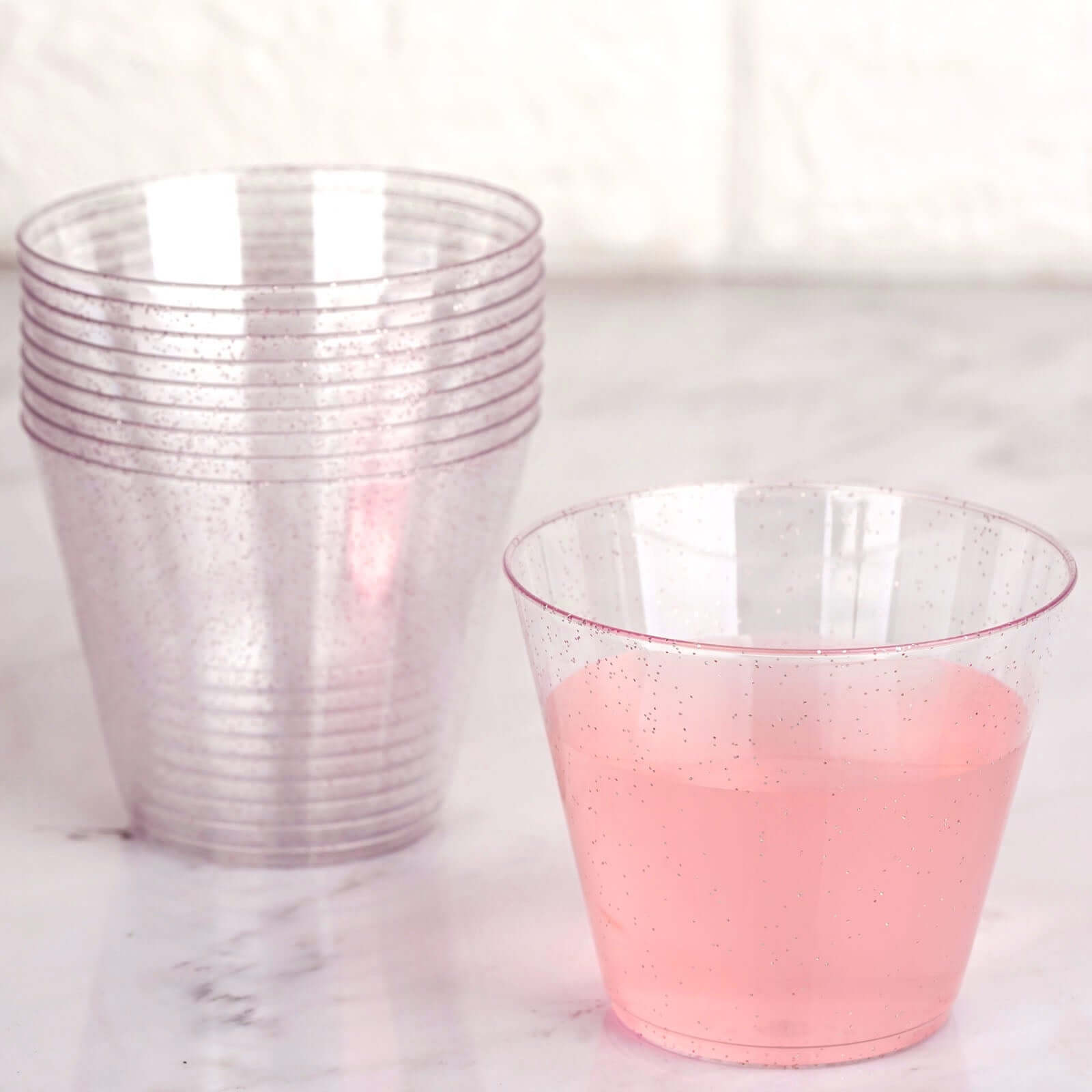 100 Pack Clear Plastic Cups 9oz, Disposable Plastic Cups Tumblers