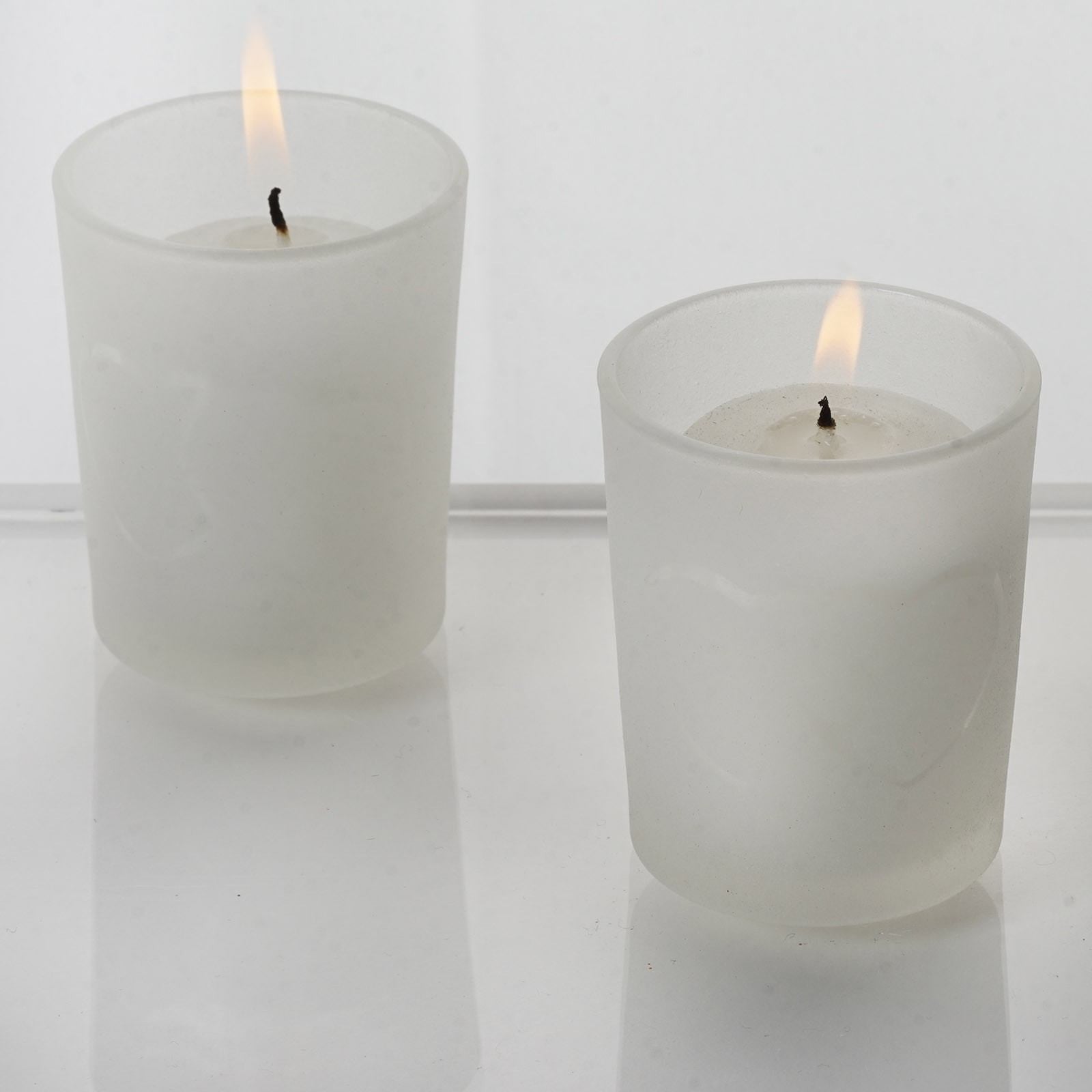 12 Pack White Votive Candles With Frosted Candle Tea Light Votive Holders Efavormart