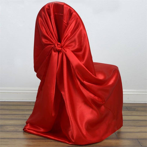 Universal Satin Chair Cover Decor - Red | eFavorMart