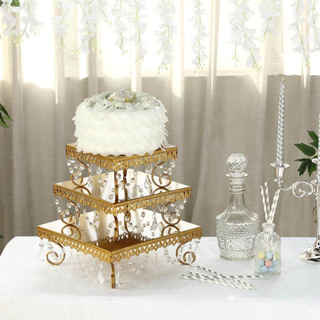 Home Furniture Diy Wooden Cake Stand Square Diamante Crystal