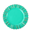 6 Pack | 13inch Round Turquoise Acrylic Plastic Charger Plates With Gold Brushed Wavy Scalloped Rim