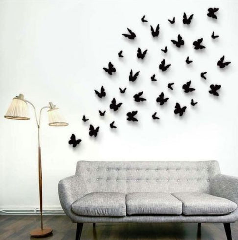 Download 12 Pack Double Wing 3d Butterfly Wall Decals Stickers Diy Orange Collection Efavormart