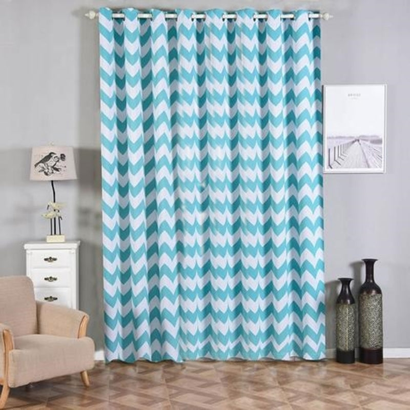 turquoise and white chevron curtains