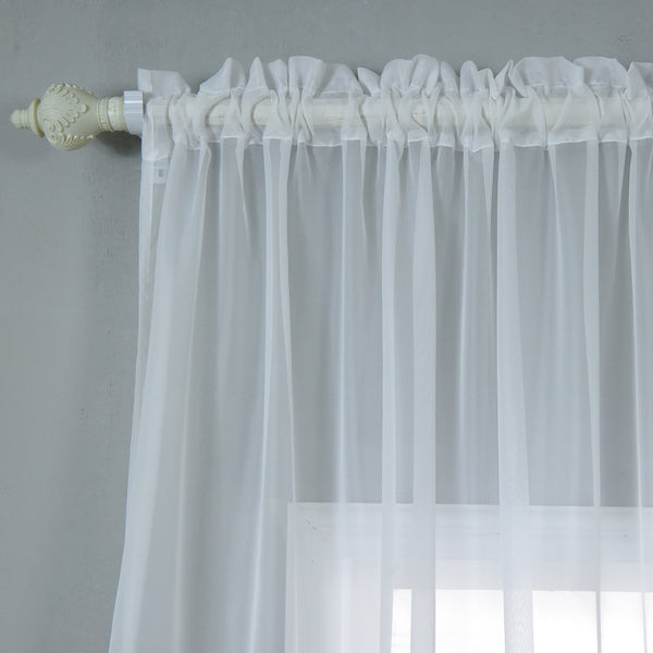 Pack of 2 - 52"x108" White Grommet Sheer Curtains With Rod Pocket