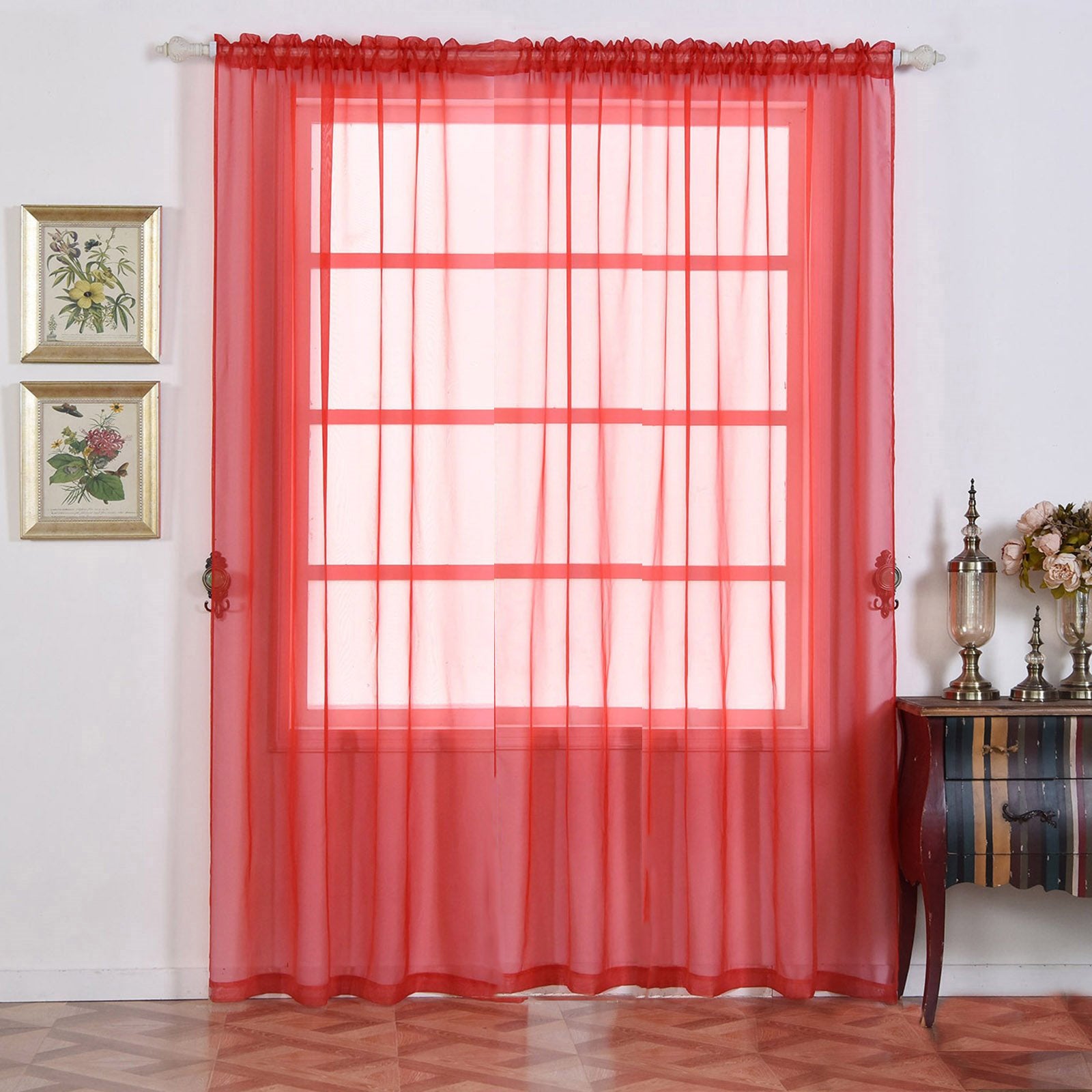 red curtains sheer 63 long