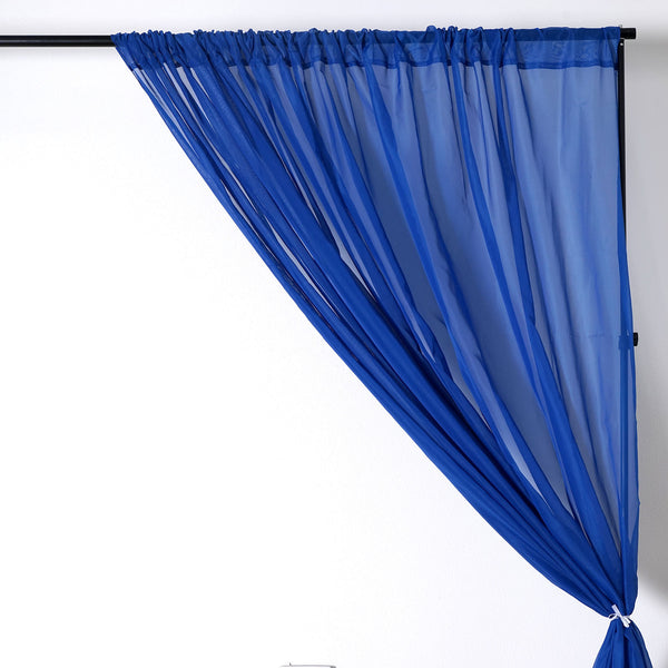 Set Of 2 Royal Blue Fire Retardant Sheer Organza Premium Curtain Panel ...