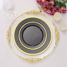 7 Inch Regal Black AndvGold Plastic Dessert Plates Disposable