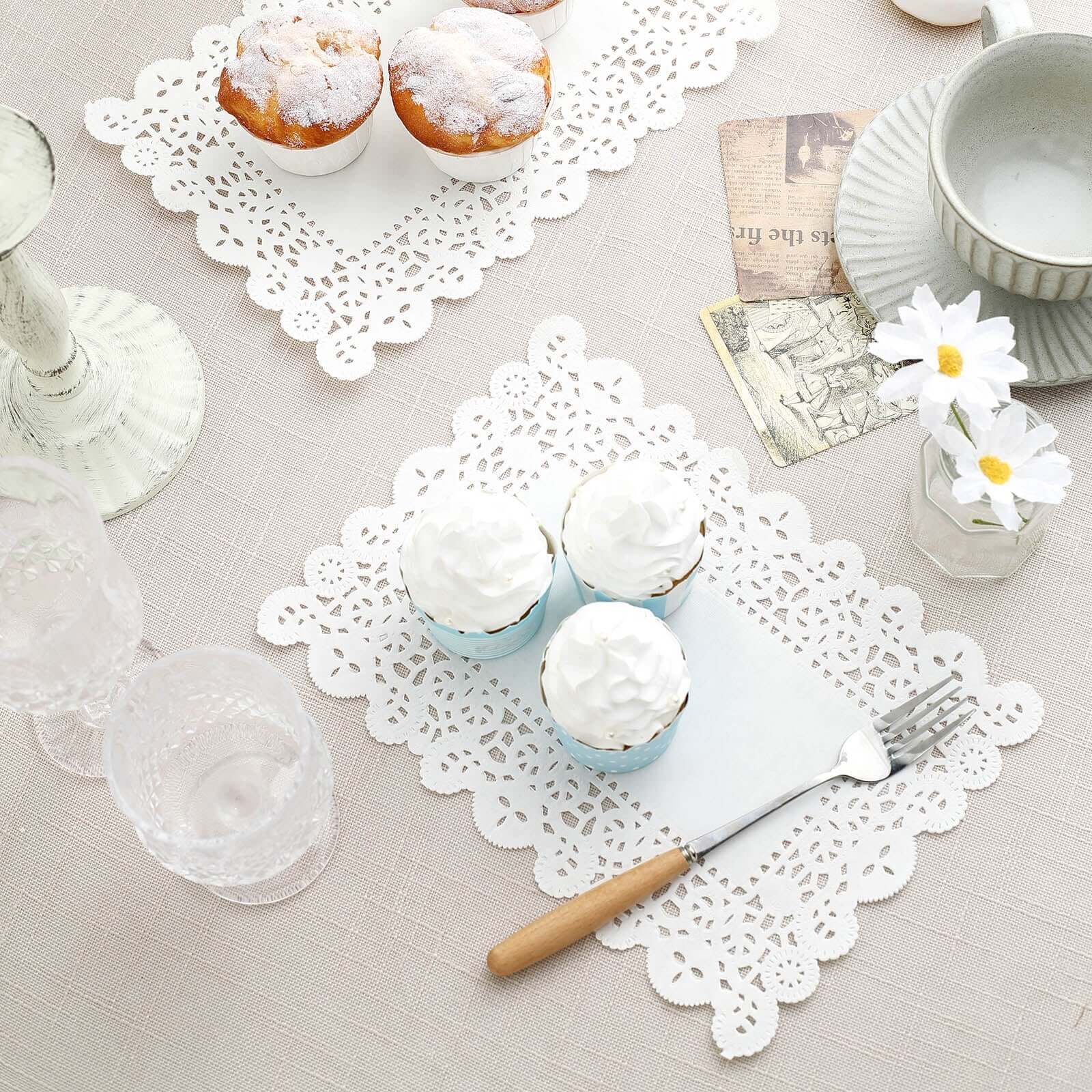 100 Pcs, 8 Round White Lace Paper Doilies, Food Grade Paper