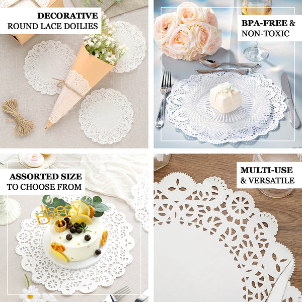 FVIEXE 420PCS Paper Doilies, 10 Inch Round White Lace Doilies for Food Cake  Desert Trays, Crafts, Coffee, Disposable Paper Placemats for Wedding