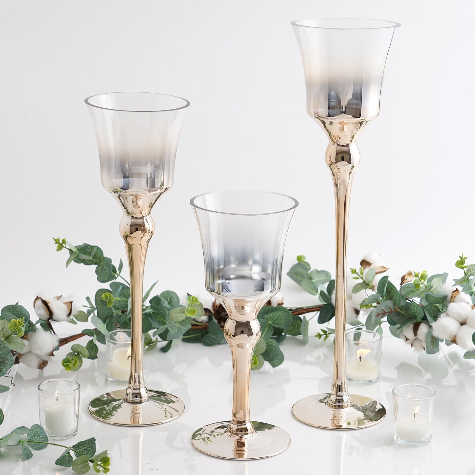 tall glass tealight candle holders