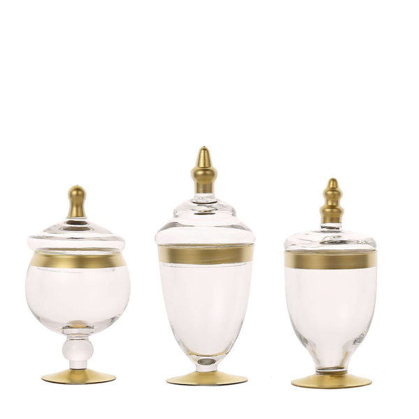 3 pcs 9 10 11 tall Clear Glass Apothecary Jars with Lids