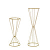 Set of 2 | Reversible Gold Metal Geometric Flower Stands, Wedding Vase Pedestals#whtbkgd