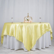 90" x 90" Yellow Seamless Satin Square Tablecloth Overlay