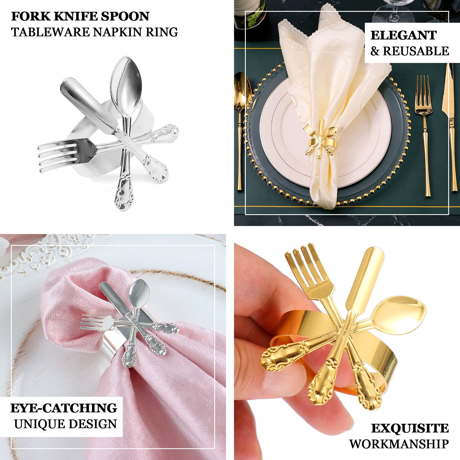 Metal Fork Knife Spoon Design Napkin Rings | eFavorMart