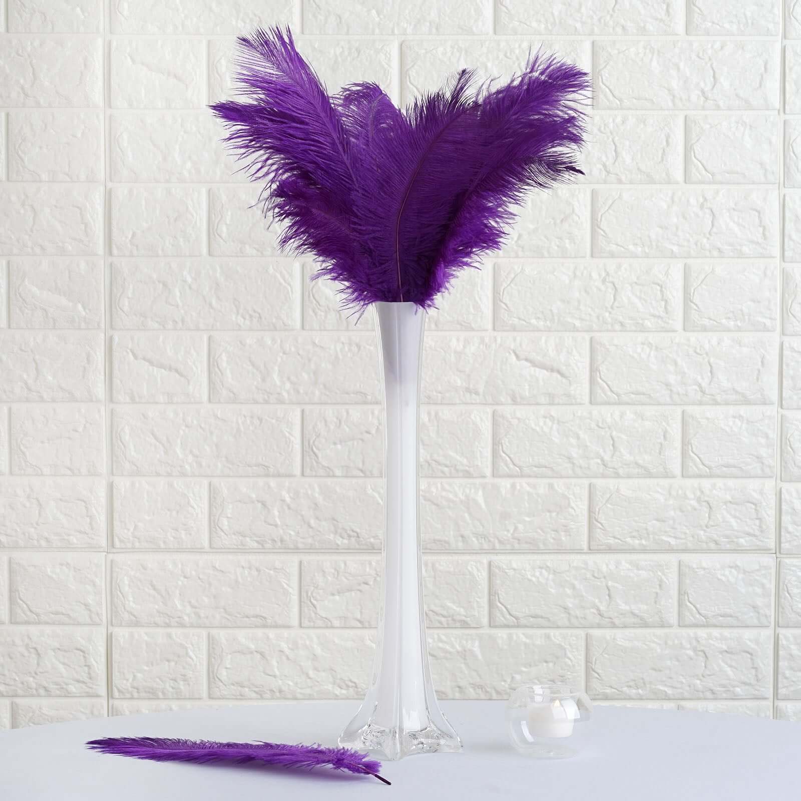 purple ostrich feather centerpieces