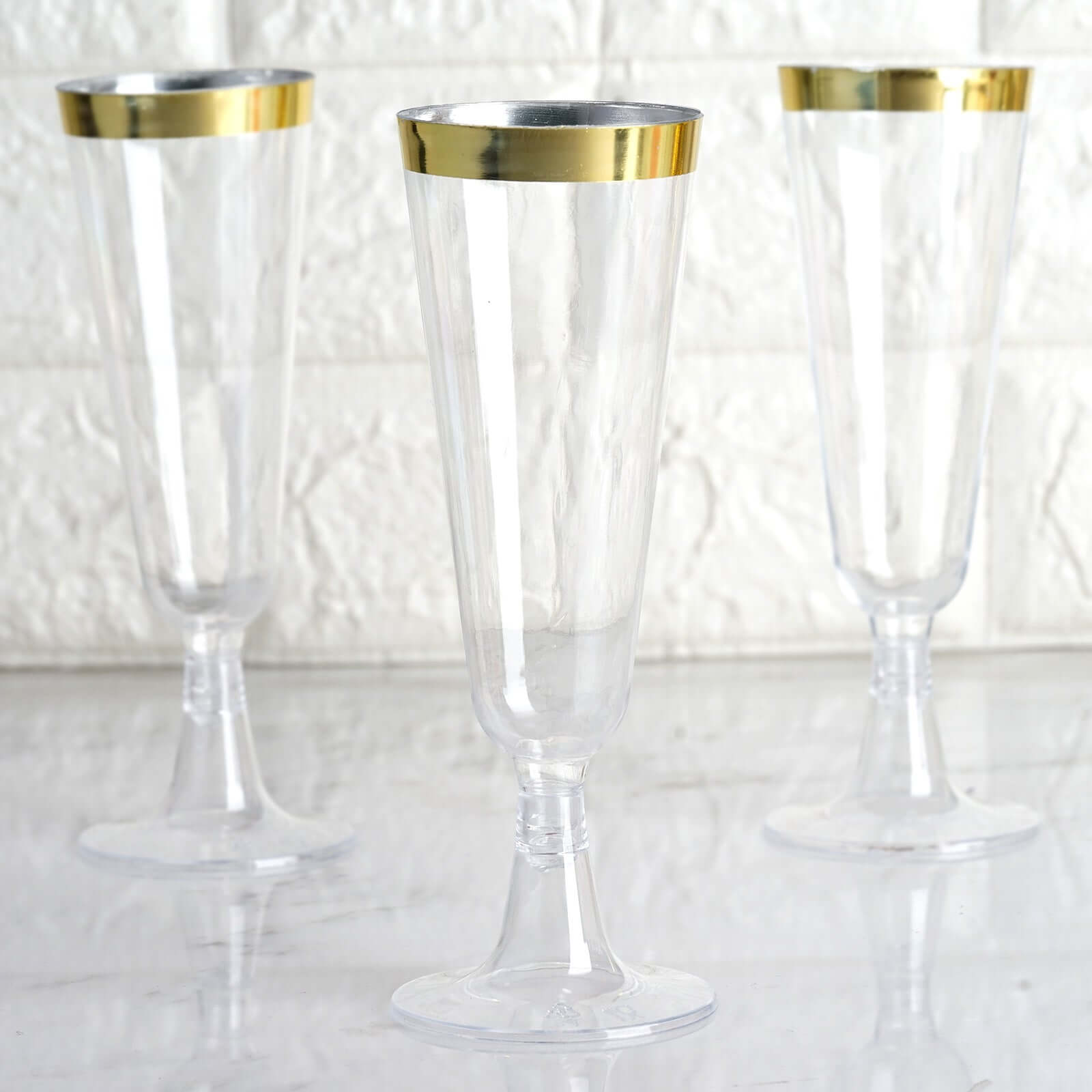 5oz. Clear Plastic Square Champagne Flutes 6Pk., Size: One Size