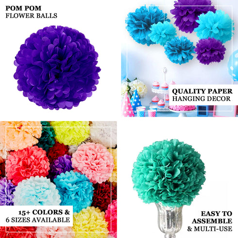 6 Pack 10" Silver Paper Tissue Fluffy Pom Pom Balls | eFavorMart
