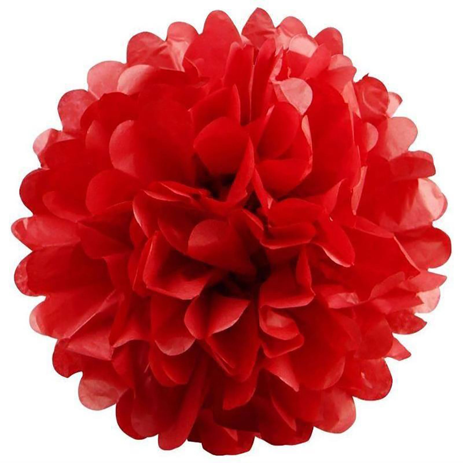 6 12" Red Paper Fluffy Pom Flower | eFavorMart