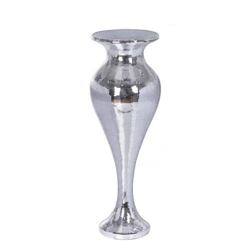 42 Silver Polystone Mirror Mosaic Pedestal Floor Vase Efavormart