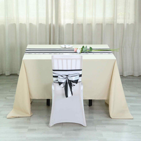 black and white striped table runners for sale