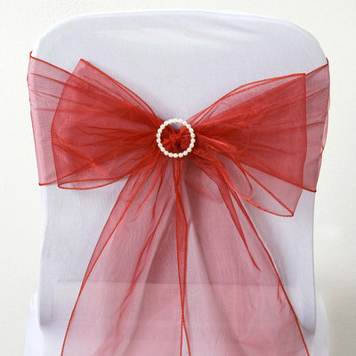 5 Pcs Wine Sheer Organza Chair Sashes Efavormart