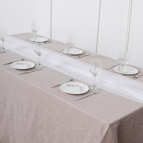 White Premium Chiffon Table Runner 