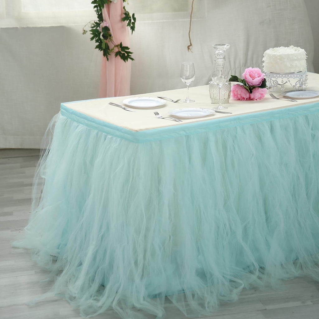 17ft 4 Layer Tulle Tutu Pleated Table Skirts Efavormart 9234