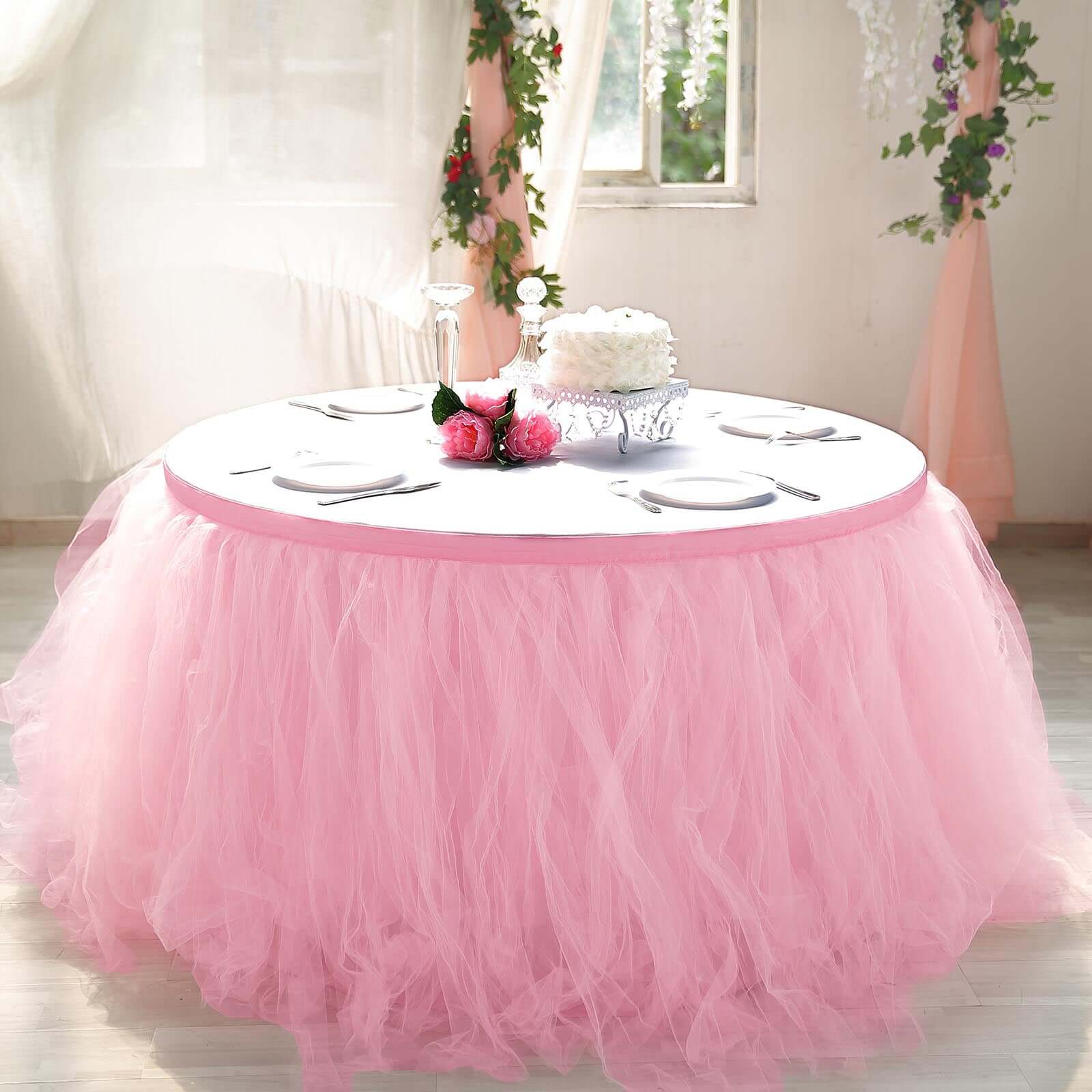 21ft 4 Layer Tulle Tutu Pleated Table Skirts Efavormart 