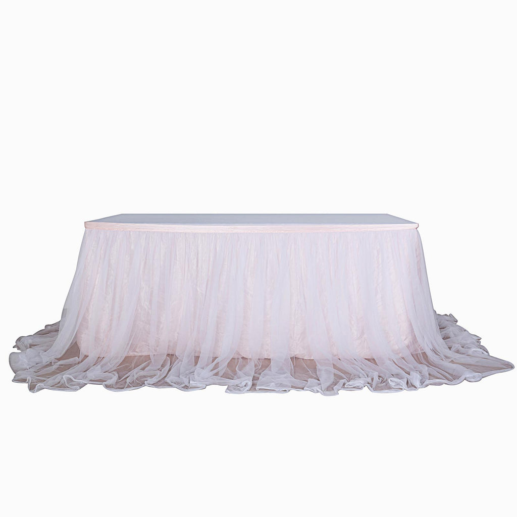 17FT Extra Long Tulle & Satin Table Skirt | eFavorMart