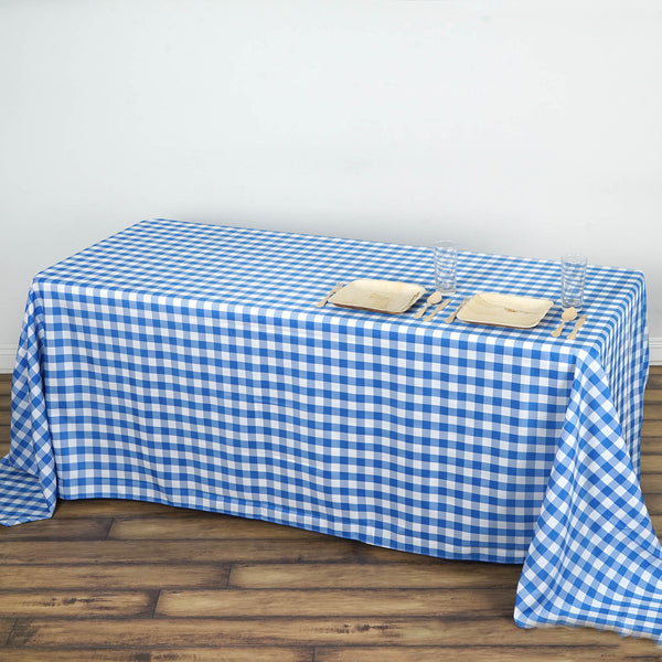 Buffalo Plaid Tablecloths | 90"x132" Rectangular | White/Blue