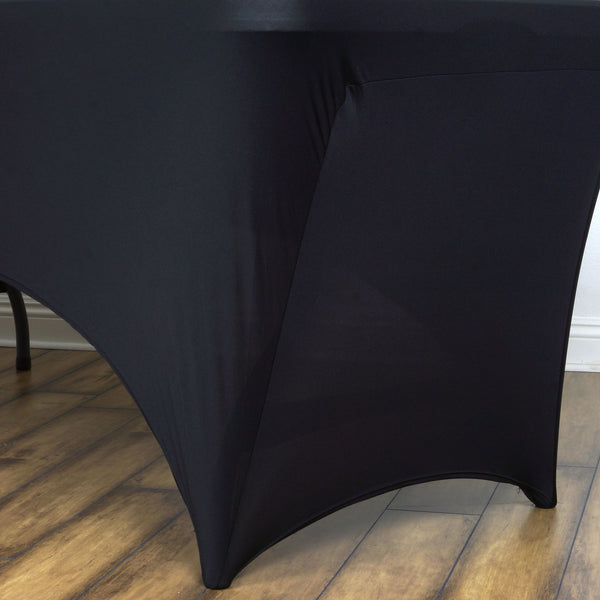 4 FT Black Rectangular Stretch Spandex Tablecloth | eFavorMart