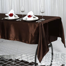 60 Inch x 102 Inch Chocolate Rectangular Smooth Satin Tablecloth