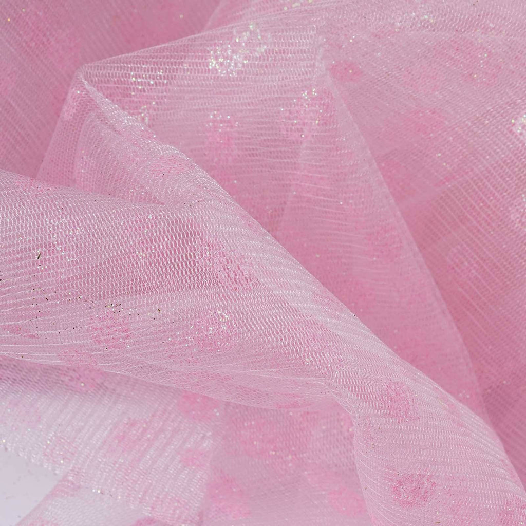 Glittered Polka Dot Tulle Fabric - Pink - 54 x 15 Yards | eFavormart