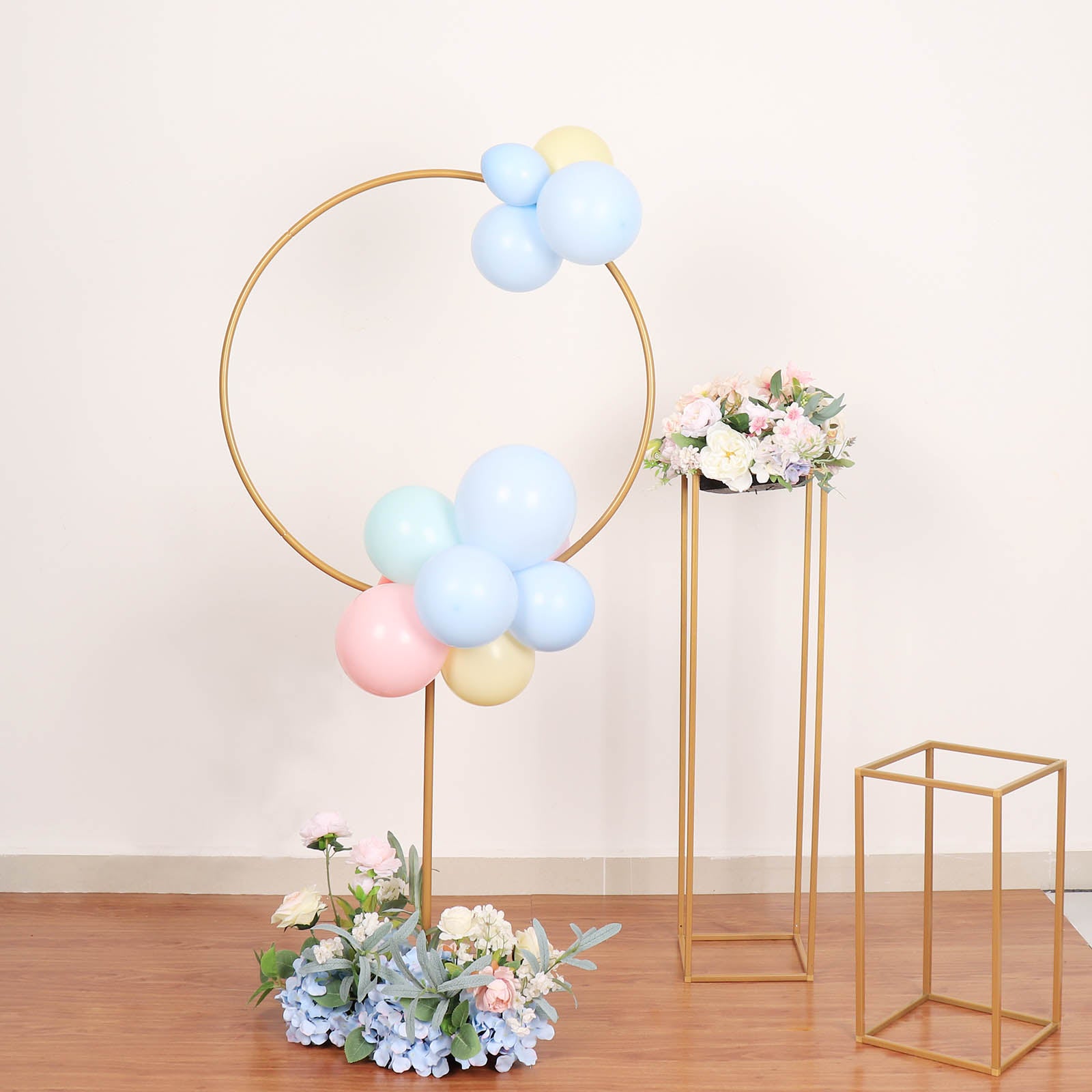 4Ft | Gold Balloon Column With Hoop Flower Pillar Stand, Metal Arch ...