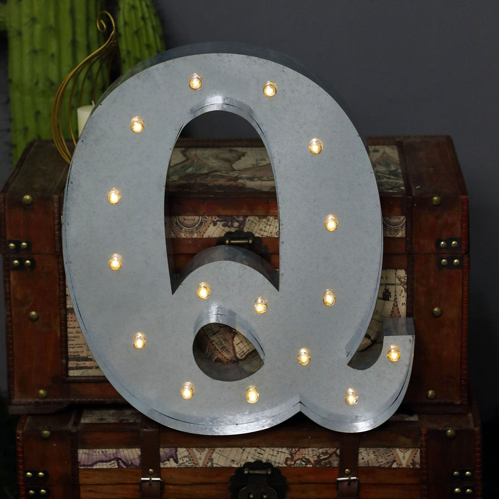 Vintage Metal Marquee Letters With Warm White LED - Q | eFavormart