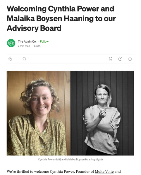 Malaika Boysen Haaning as board of advisors together with Cynthia Power article