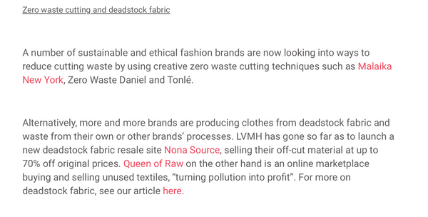 Malaika New York mentioned under zero waste fashion companies in good makers tales