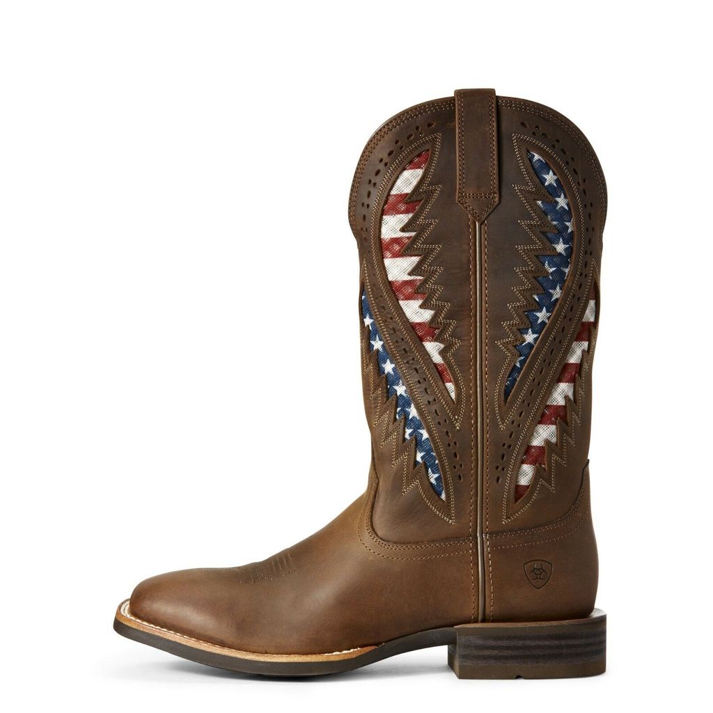 Ariat Men's Quickdraw VentTEK Brown Patriotic Flag Boots Style 1002716 ...