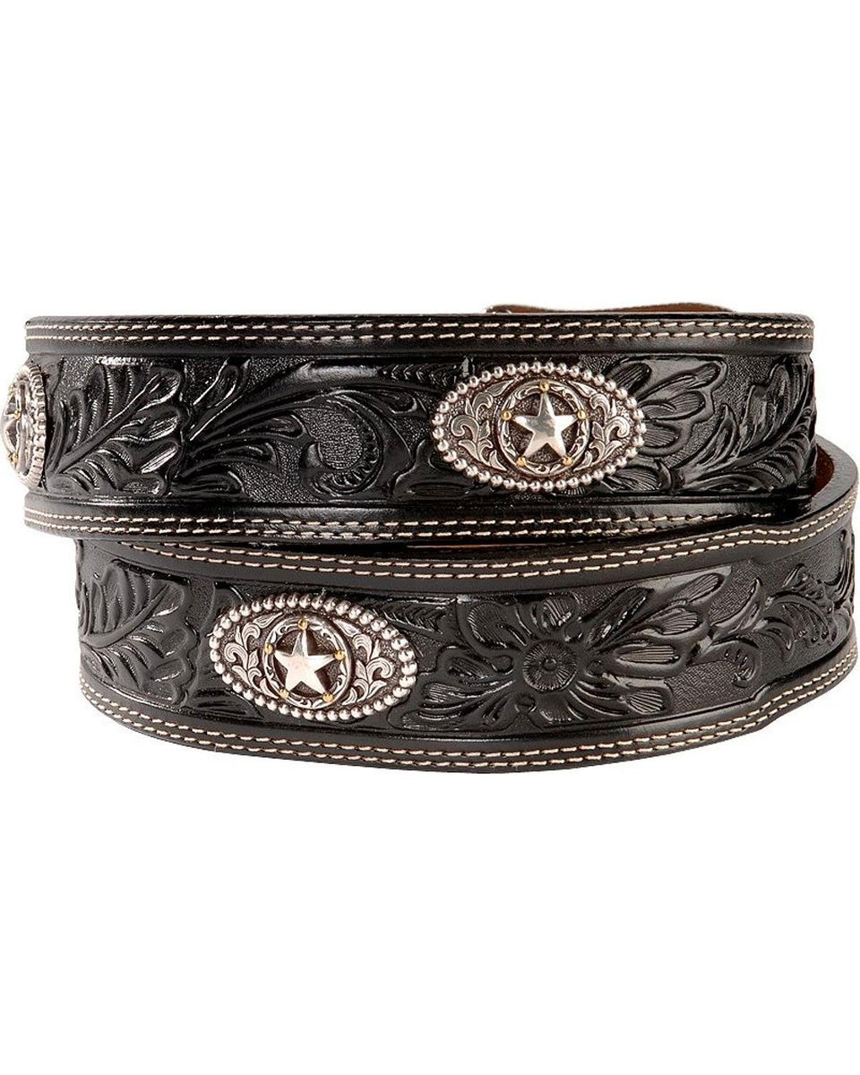 Leegin Justin Men's Black Silver Stars Embossed Belt Style c12423 ...