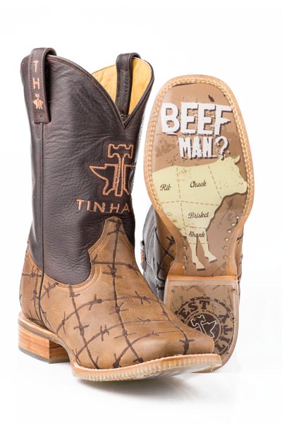Tin Haul Men's Gun Metal Check Cowboy Boots
