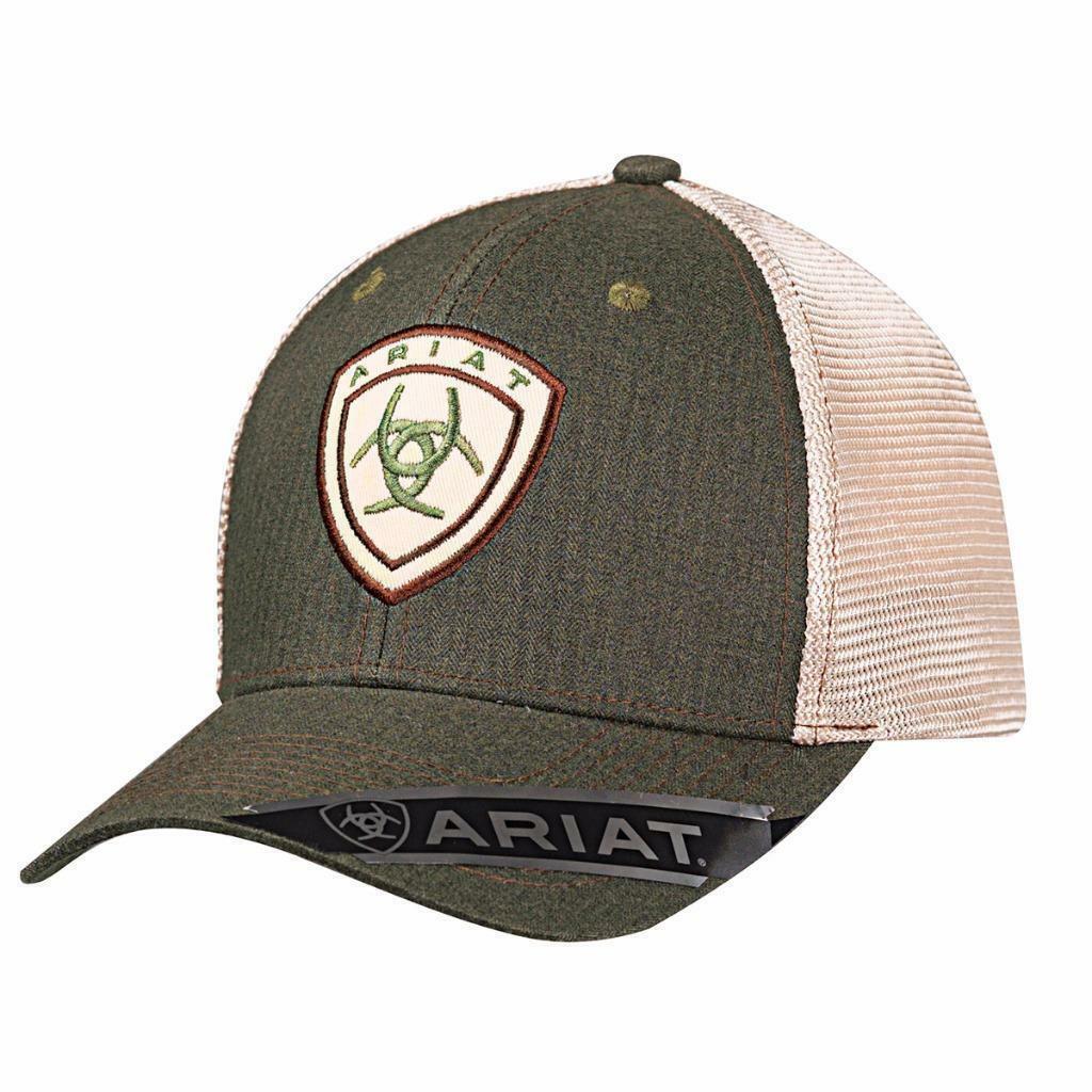 M & F Products Ariat Mens Hat Baseball Cap Mesh Snap Back Shield Logo