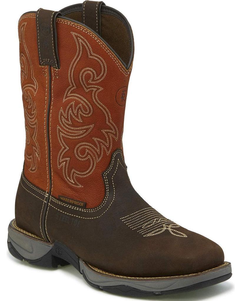 cowboy style steel toe work boots