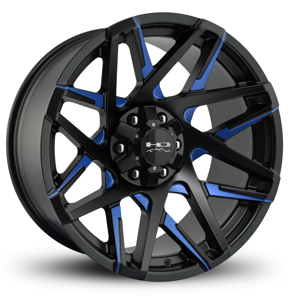 HD Off-Road Canyon Black & Blue Truck Wheels 20x9.0, 20x10.0, & 22x10 ...