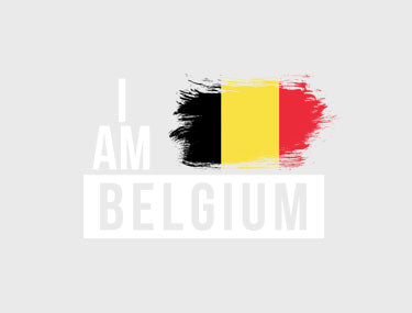 Black T-shirt with 'I am Belgium' slogan and Flag