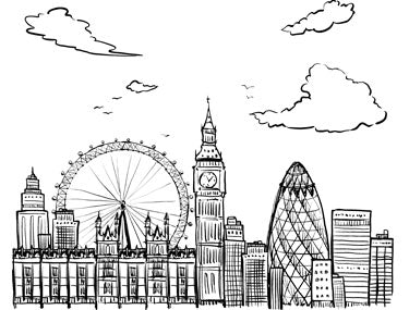 London city theme graphic T-shirt design